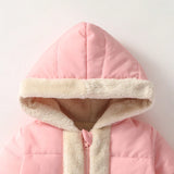 Abrigo acolchado de forro polar con capucha y cremallera estilo callejero para bebe nina, a la moda, versatil, calido, casual, sencillo, adecuado para uso diario en invierno