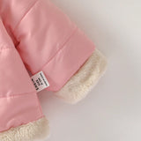 Abrigo acolchado de forro polar con capucha y cremallera estilo callejero para bebe nina, a la moda, versatil, calido, casual, sencillo, adecuado para uso diario en invierno