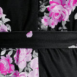Tween Girls'  Elegant Sleeveless Halter Floral Jumpsuit With Waistband