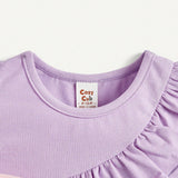 Cozy Cub 2pcs Baby Girls' Sleeveless Ruffle Trim Round Neck Top Set, Solid Color