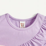 Cozy Cub Conjunto De Top Con Cuello Redondo Y Ribete De Volantes Sin Mangas Para Bebe Nina, 2 Piezas, Color Solido