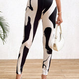 Leggings De Maternidad Para Mujeres Embarazadas Con Bloques De Color Y Cintura Ajustable