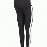 Leggings Largos Ajustados Con Cintura Ajustable De Punto De Maternidad