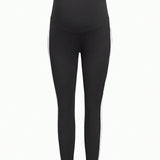 Leggings Largos Ajustados Con Cintura Ajustable De Punto De Maternidad