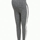 Leggings Largos Ajustados Con Cintura Ajustable De Punto De Maternidad