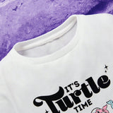 TEENAGE MUTANT NINJA TURTLES X  Vestido camiseta informal con divertida impresion de dibujos animados a cuadros coloridos para bebe nina