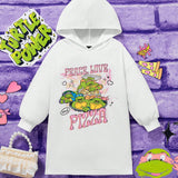 TEENAGE MUTANT NINJA TURTLES X  Vestido con capucha de gran tamano con estampado de caricatura para nina joven, hombros caidos, para primavera y otono