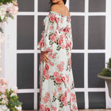 Vestido De Maternidad Con Estampado Floral Y Cuello Descubierto