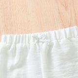 Conjunto De 3 Piezas De Pantalones Cortos Con Diseno De Lazo Para Uso Diario Casual Para Bebe Nino
