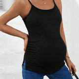 Top Camisola Plisado Con Dobladillo Dividido De Maternidad