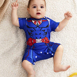 Disfraz De Superheroe Superman: Enterizo Con Short Y Capa Para Bebe Nino