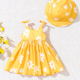 Conjunto De Vestido General Para Bebe Recien Nacido Con Estampado Floral Y Diadema De Lazo