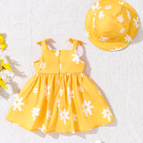 Conjunto De Vestido General Para Bebe Recien Nacido Con Estampado Floral Y Diadema De Lazo