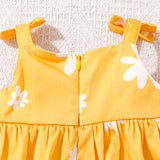 Conjunto De Vestido General Para Bebe Recien Nacido Con Estampado Floral Y Diadema De Lazo