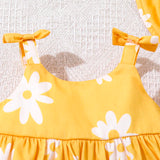 Conjunto De Vestido General Para Bebe Recien Nacido Con Estampado Floral Y Diadema De Lazo