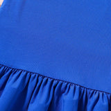 Vestido Azul Con Mangas Voladoras Y Malla Para Ninas Pequenas