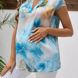 Blusa De Maternidad En Saten De Gasa Tenido Con Tecnica Tie-dye