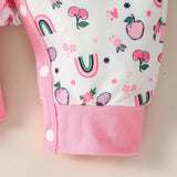 Lindo Conjunto De Regalo Para Bebe Recien Nacido Con Mono Mameluco De Manga Larga Con Estampado De Frutas Y Arcoiris, Estilo Informal Unisex, Para Temporadas De Primavera/verano