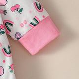 Lindo Conjunto De Regalo Para Bebe Recien Nacido Con Mono Mameluco De Manga Larga Con Estampado De Frutas Y Arcoiris, Estilo Informal Unisex, Para Temporadas De Primavera/verano