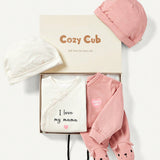 Cozy Cub Conjunto De Regalo Para Bebe Nina Con Caja, Top De Cuello Redondo De Manga Larga, Pantalon Y Gorro (6 Piezas)