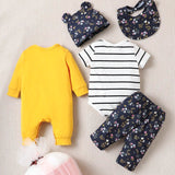 Conjunto De Regalo Estampado Informal Para Ninos Y Ninas Infantiles De 6 Piezas Para Primavera Y Otono, Uso Diario