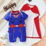 Disfraz De Superheroe Superman: Enterizo Con Short Y Capa Para Bebe Nino