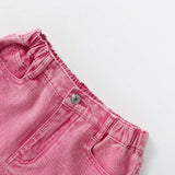 Pantalones Cortos De Mezclilla Desgastados En Rosa Para Preadolescentes