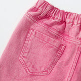 Pantalones Cortos De Mezclilla Desgastados En Rosa Para Preadolescentes