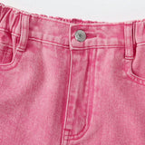 Pantalones Cortos De Mezclilla Desgastados En Rosa Para Preadolescentes