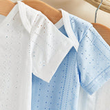 10 Piezas/set De Ropa De Regalo Elegante Y Linda Para Bebe Nina En Azul Y Blanco, Para Uso Diario Casual En Primavera / Verano