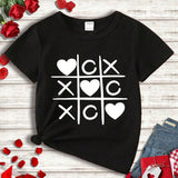 Camiseta Casual De Manga Corta Con Corazon Y Letras Estampadas Para Adolescentes, Adecuada Para El Verano