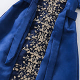 Vestido Para Ninas Jovenes Con Plumas Bordadas En Azul Marino