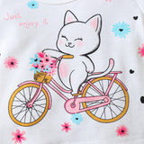 Camiseta De Manga Corta Con Estampado De Gato De Dibujos Animados Lindo Para Bebe Nina En Primavera