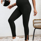 Leggings Largos Premama De Punto Con Cintura Ajustable