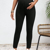 Leggings Largos Premama De Punto Con Cintura Ajustable