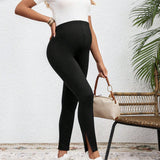 Leggings Largos Premama De Punto Con Cintura Ajustable