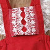 Conjunto De 2 Piezas Para Ninas Que Incluye Cinta Para La Cabeza Para Primavera Y Verano - Enterizo Rojo Con Estampado Divertido Para El Uso Diario Casual