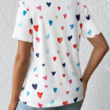 Camiseta De Manga Corta Para Maternidad Con Estampado De Corazon