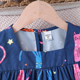 Vestido Veraniego Estampado De Gato Gatito Colorido, Lindo, Informal Y Minimalista Para Chica Joven Para Vacaciones De Verano