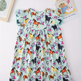 Vestido Sin Mangas Con Adornos De Grafico De Pony Adorable, Ropa De Verano Para Ninas, Regalo