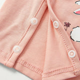 Cozy Cub Cardigan De Manga Larga Con Patron De Conejo Bonito Para Bebe Recien Nacido Con Pantalones Con Patas, Sombrero Y Guantes 6 Unids/set