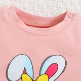 Camiseta De Manga Corta Con Cuello Redondo Y Diseno De Conejo De Pascua Para Recien Nacidas
