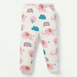 Cozy Cub Pijama Ajustado Para Nina Con Estampado De Elefante De Dibujos Animados, Conjunto De Pantalones Largos Y Camiseta De Manga Larga, 4 Piezas