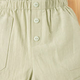 Conjunto De 3 Piezas De Pantalones Cortos Lisos Con Cintura Elastica De Verano Informal Para Bebe Nina