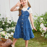 Young Girl Casual & Fashionable & Sweet Denim Overall Dress
