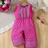 Jumpsuit Sin Mangas Impreso Vintage Para Ninas Bebe