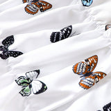 Camiseta Sin Mangas De Tirantes Finos Para Ninas Con Estampado De Mariposas Blanco, A La Moda Y Fresco