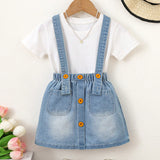Young Girls' Cute Soft Washed Denim Overall Dress