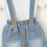 Young Girls' Cute Soft Washed Denim Overall Dress