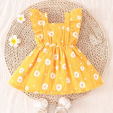 Vestido De Falda Con Volantes Y Estampado De Margaritas Para Bebe Nina